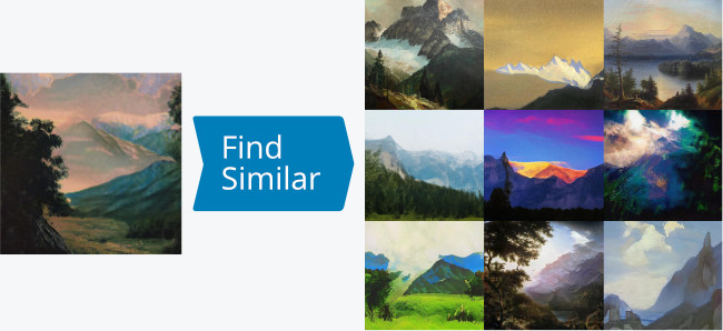 Find near-duplicates and images with similar content and styles. 
            Our image-to-image search uses deep learning to match based on image content directly.