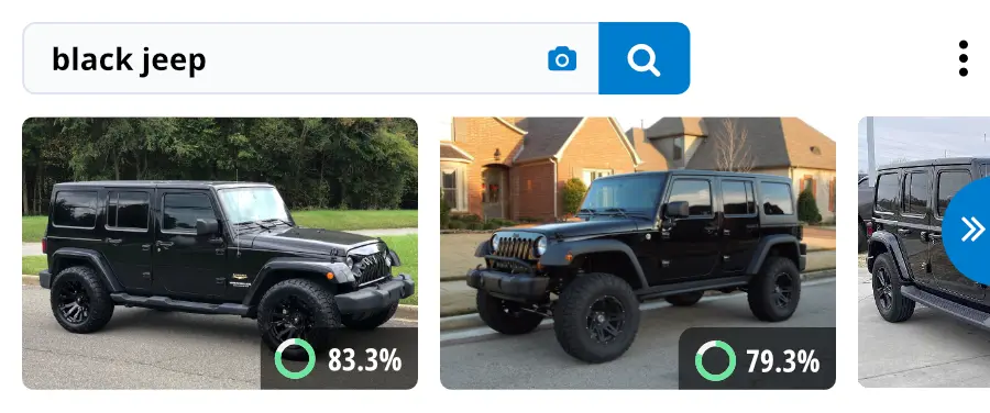 Semantic image search detects which images include black jeeps