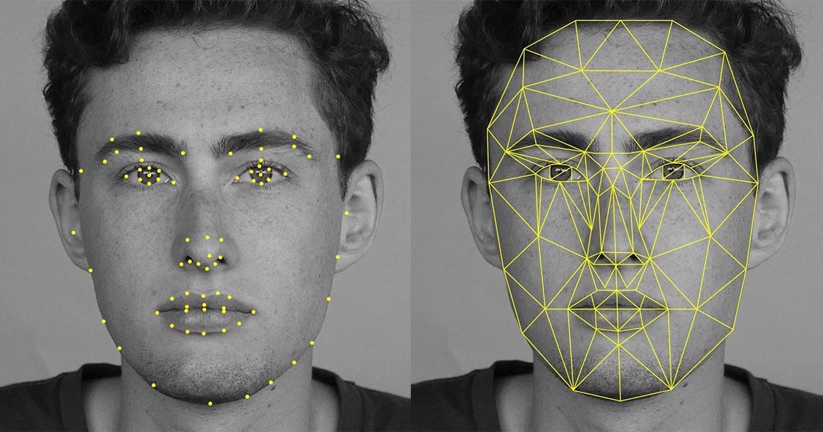 Keypoint detector identifies points on a human face