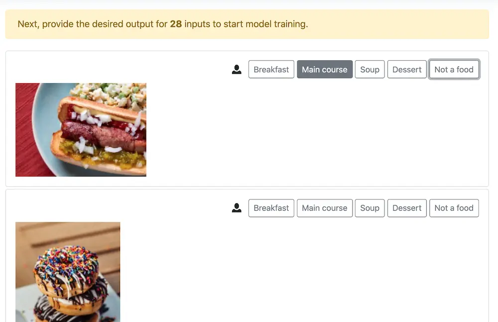 Click the corresponding label to train your machine learning model