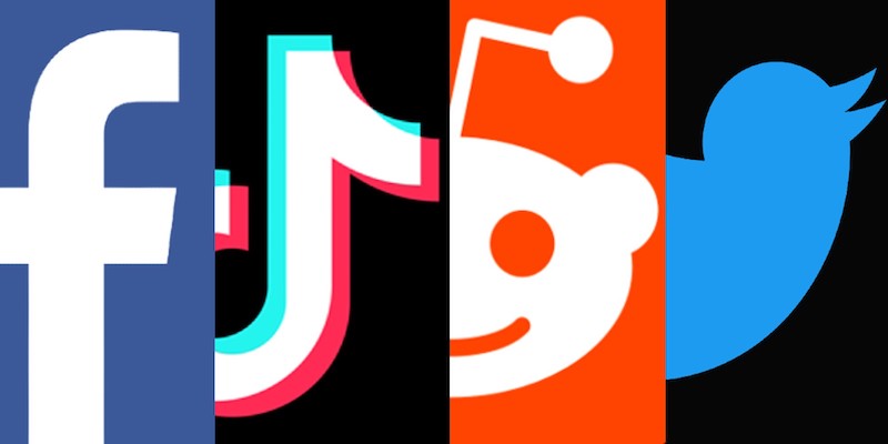 Facebook, Twitter, TikTok, and Reddit
