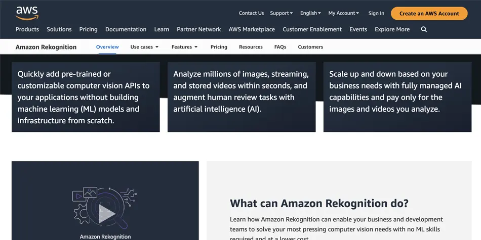 AWS rekognition screenshot