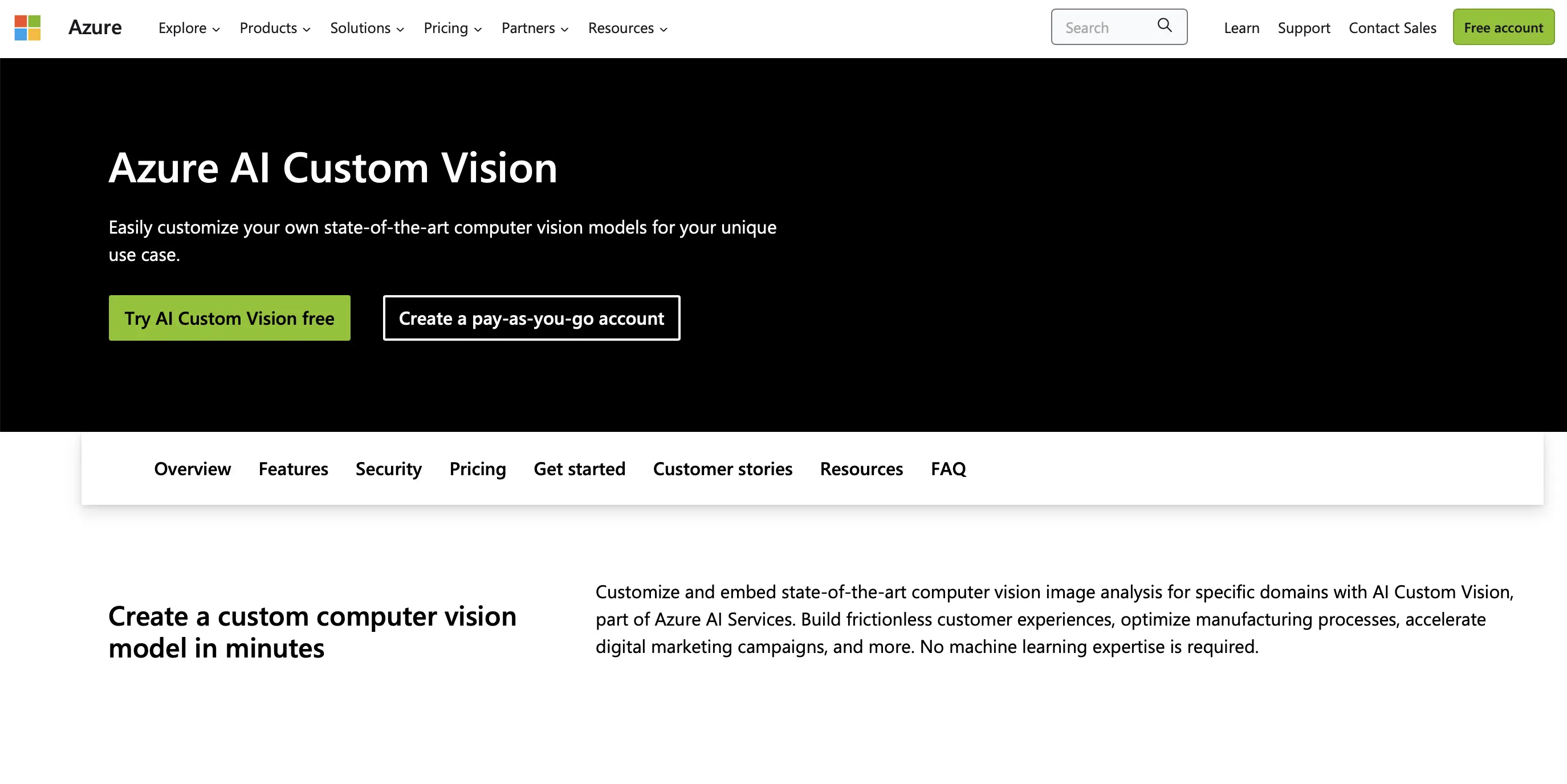 Best image recognition API Microsoft Azure Custom Vision