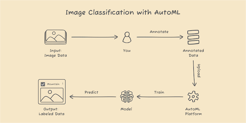 Image classification workflow with AutoML platform