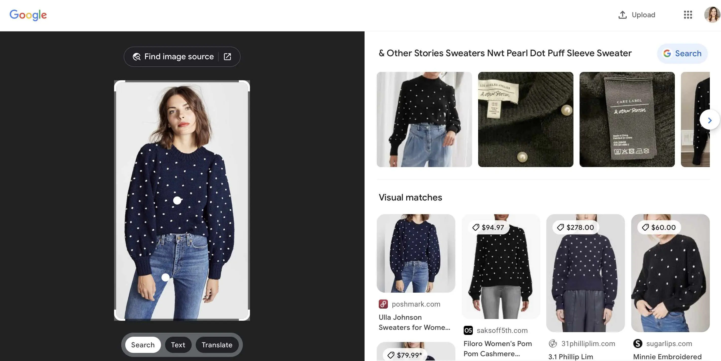Search for product with semantic image search